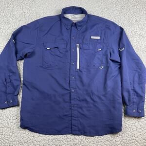 Realtree Fishing Performance Shirt Large Blue Utility Roll-Tab Sleeve UPF+